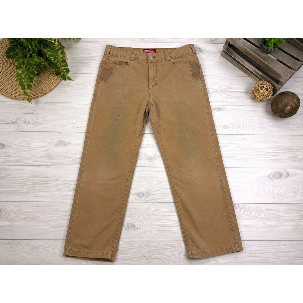 Milwaukee Women's Work Pants 12 Regular Khaki Utility Straight 7 Pocket F650K